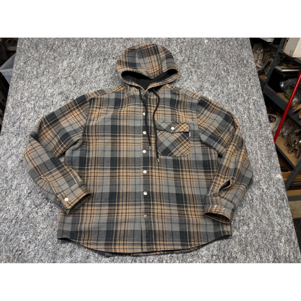 Pacific Trail Mens XL Hooded Flannel Shirt Jacket Fleece Lined Plaid Shacket